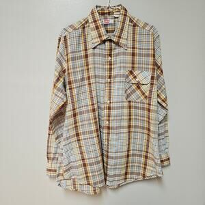 70s Levi's Made in USA Men's Button Down Plaid Shirt Size XL